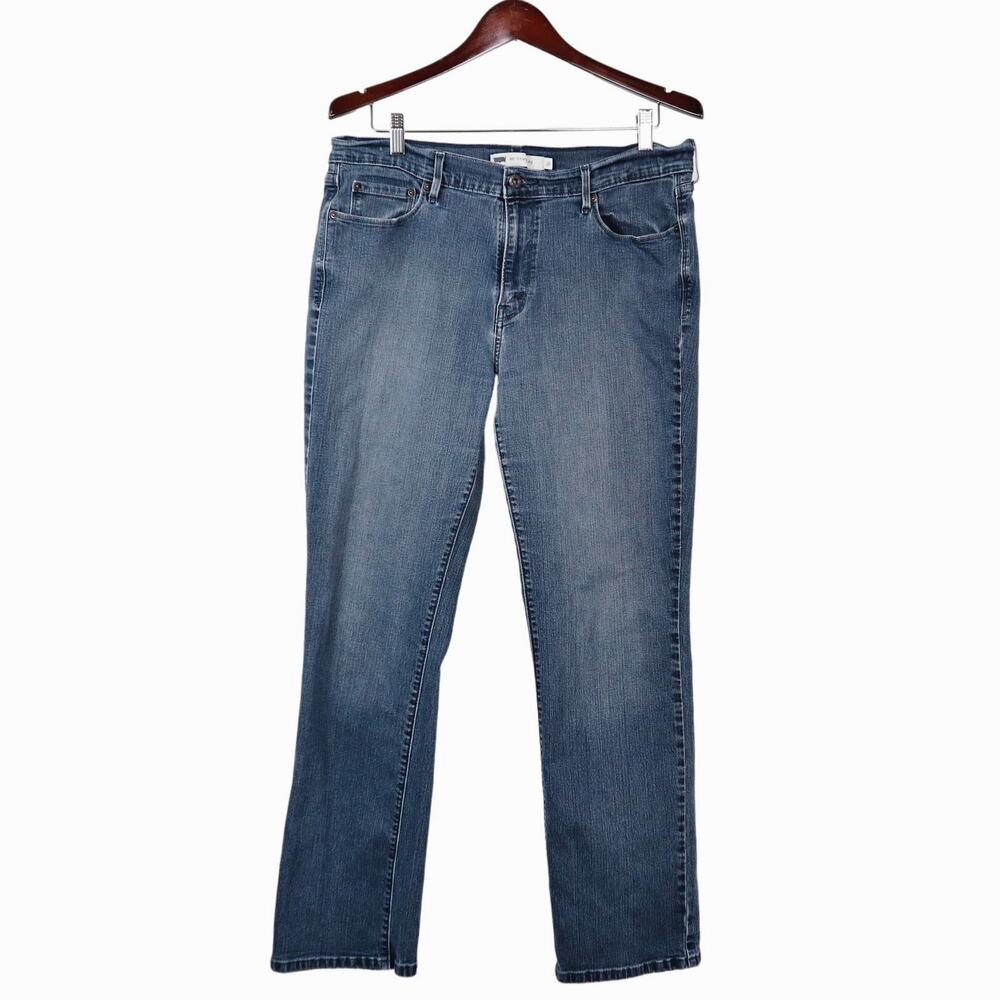 Levi's Size 16 505 Straight Leg Jeans 33x32 Mid Rise Stretch Blue Wash - Picture 1 of 12